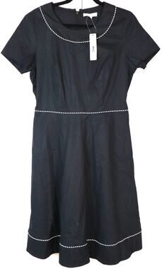 NWT DE Collection Black COTTON Dress Fit and Flare Short Sleeve Classic Medium